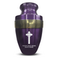 Personalized Adult Cremation Urn with Custom Engraved Name, Date and Memorial Cross Design Metal Aluminum Vessel for Ashes and Remains | Elite Collection with Gold Inlay | 200 Cubic Inch