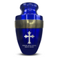 Personalized Adult Cremation Urn with Custom Engraved Name, Date and Memorial Cross Design Metal Aluminum Vessel for Ashes and Remains | Elite Collection with Gold Inlay | 200 Cubic Inch