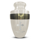 Personalized Adult Cremation Urn with Custom Engraved Name, Date and Memorial Cross Design Metal Aluminum Vessel for Ashes and Remains | Elite Collection with Gold Inlay | 200 Cubic Inch