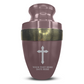 Personalized Adult Cremation Urn with Custom Engraved Name, Date and Memorial Cross Design Metal Aluminum Vessel for Ashes and Remains | Elite Collection with Gold Inlay | 200 Cubic Inch