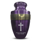 Personalized Adult Cremation Urn with Custom Engraved Name, Date and Memorial Cross Design Metal Aluminum Vessel for Ashes and Remains | Elite Collection with Gold Inlay | 200 Cubic Inch