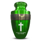 Personalized Adult Cremation Urn with Custom Engraved Name, Date and Memorial Cross Design Metal Aluminum Vessel for Ashes and Remains | Elite Collection with Gold Inlay | 200 Cubic Inch