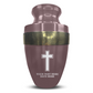 Personalized Adult Cremation Urn with Custom Engraved Name, Date and Memorial Cross Design Metal Aluminum Vessel for Ashes and Remains | Elite Collection with Gold Inlay | 200 Cubic Inch