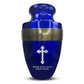 Personalized Adult Cremation Urn with Custom Engraved Name, Date and Memorial Cross Design Metal Aluminum Vessel for Ashes and Remains | Elite Collection with Gold Inlay | 200 Cubic Inch