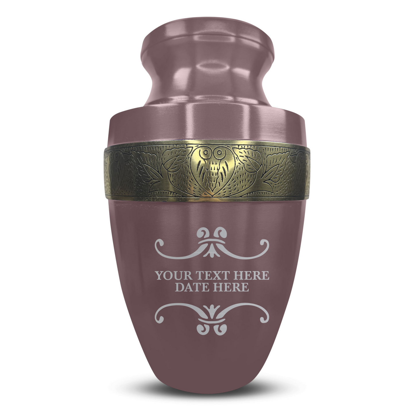 Personalized Adult Cremation Urn with Custom Engraved Name, Date and Memorial Decorative Swirl Design Metal Aluminum Vessel for Ashes and Remains | Elite Collection with Gold Inlay | 200 Cubic Inch