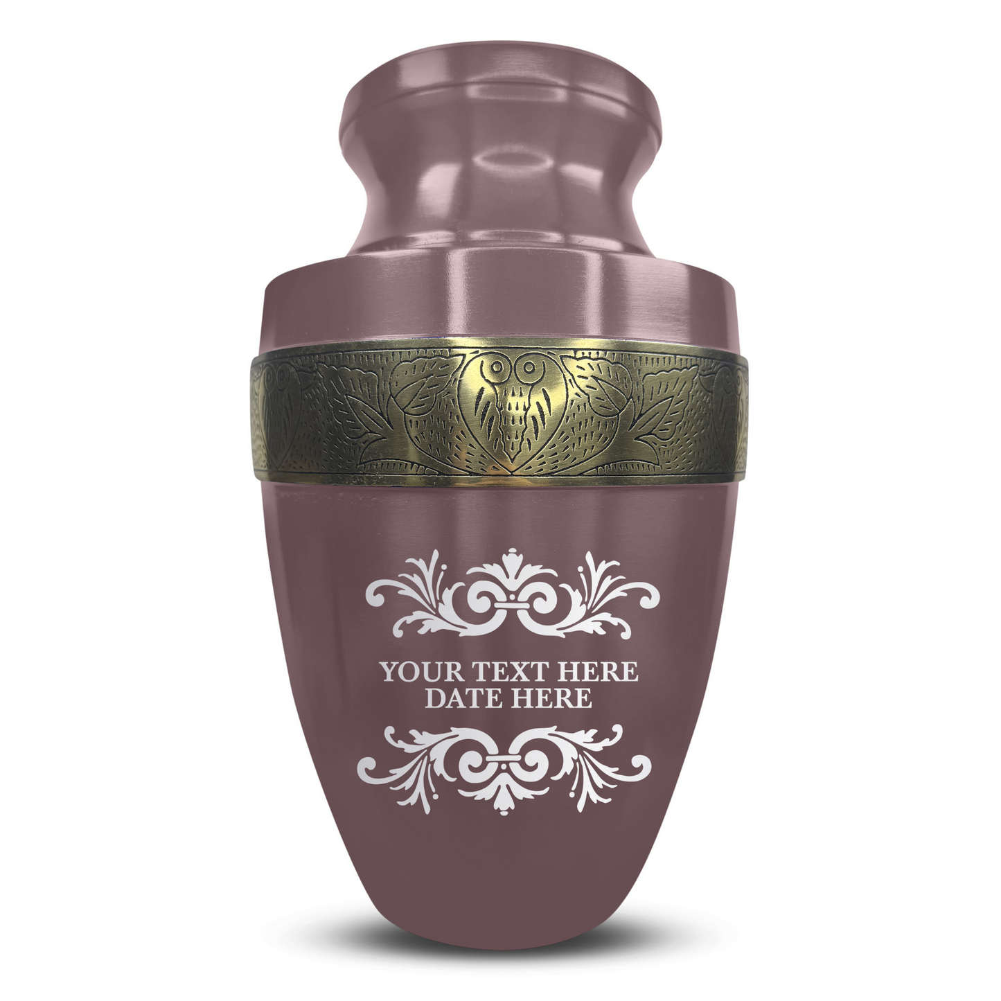 Personalized Adult Cremation Urn with Custom Engraved Name, Date and Memorial Decorative Swirl Design Metal Aluminum Vessel for Ashes and Remains | Elite Collection with Gold Inlay | 200 Cubic Inch