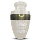 Personalized Adult Cremation Urn with Custom Engraved Name, Date and Memorial Decorative Swirl Design Metal Aluminum Vessel for Ashes and Remains | Elite Collection with Gold Inlay | 200 Cubic Inch