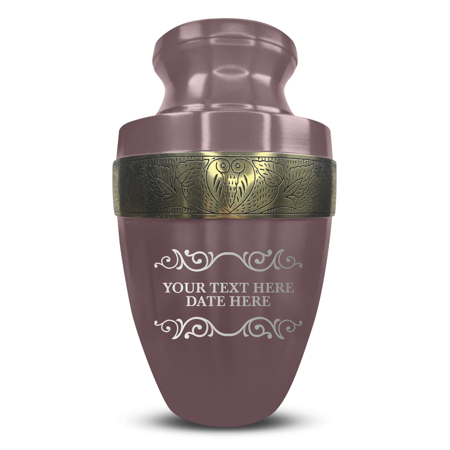 Personalized Adult Cremation Urn with Custom Engraved Name, Date and Memorial Decorative Swirl Design Metal Aluminum Vessel for Ashes and Remains | Elite Collection with Gold Inlay | 200 Cubic Inch