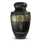 Personalized Adult Cremation Urn with Custom Engraved Name, Date and Memorial Floral Design Metal Aluminum Vessel for Ashes and Remains | Elite Collection with Gold Inlay | 200 Cubic Inch