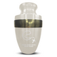 Personalized Adult Cremation Urn with Custom Engraved Name, Date and Rosary Illustration Design Metal Aluminum Vessel for Ashes and Remains | Elite Collection with Gold Inlay | 200 Cubic Inch