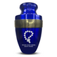 Personalized Adult Cremation Urn with Custom Engraved Name, Date and Rosary Illustration Design Metal Aluminum Vessel for Ashes and Remains | Elite Collection with Gold Inlay | 200 Cubic Inch