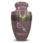 Personalized Adult Cremation Urn with Custom Engraved Name, Date and Rosary Illustration Design Metal Aluminum Vessel for Ashes and Remains | Elite Collection with Gold Inlay | 200 Cubic Inch