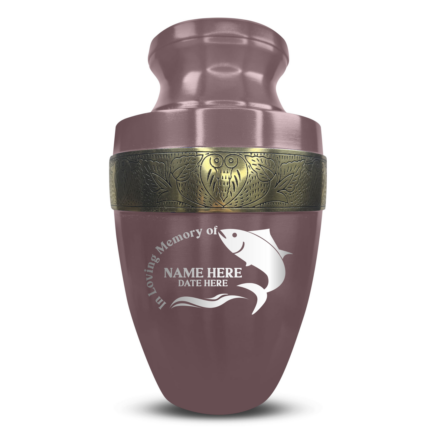 Personalized Adult Human Cremation Urn with Custom Engraved Name Date Boat on Vessel for Ashes and Cremains | Funny Fishing Lover Series with Gold Inlay | 200 Lbs
