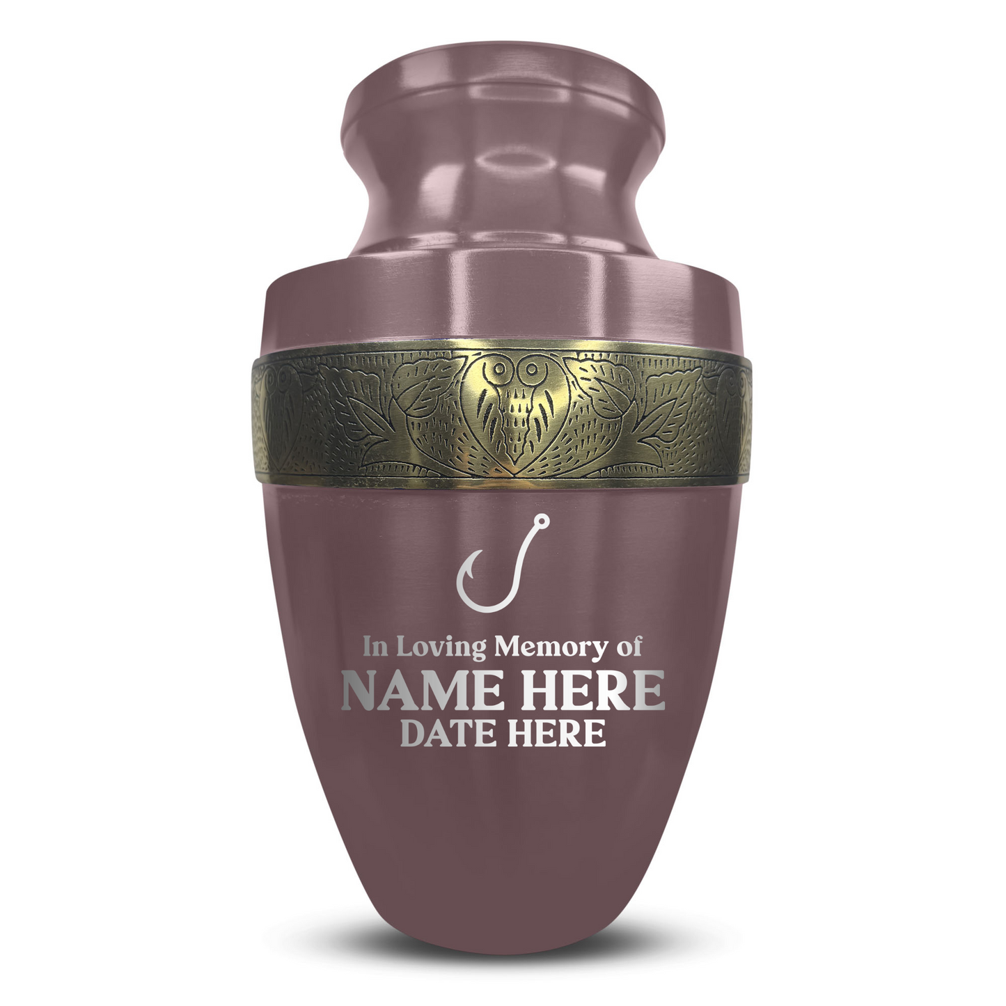 Personalized Adult Human Cremation Urn with Custom Engraved Name Date Boat on Vessel for Ashes and Cremains | Funny Fishing Lover Series with Gold Inlay | 200 Lbs