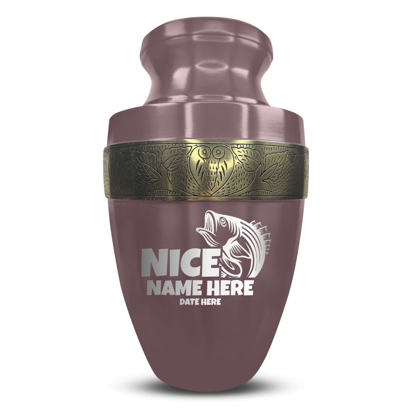 Personalized Adult Human Cremation Urn with Custom Engraved Name Date Boat on Vessel for Ashes and Cremains | Funny Fishing Lover Series with Gold Inlay | 200 Lbs