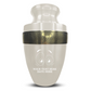Personalized Adult Cremation Urn with Custom Engraved Name, Date and Funny Eyes Design Metal Aluminum Vessel for Ashes and Remains | Elite Collection with Gold Inlay | 200 Cubic Inch