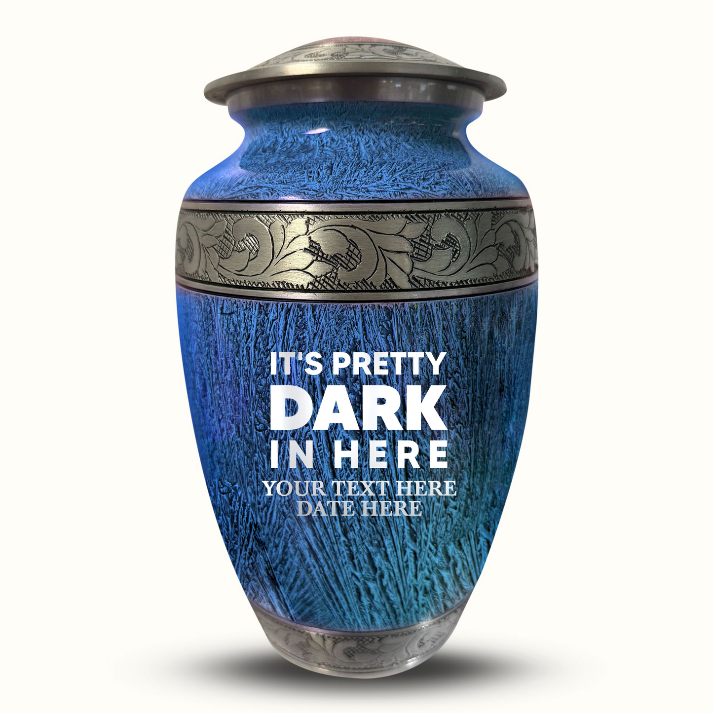 Custom Large Cremation Urn for Human Ashes - Elevate Collection - Just Funny Design - Distressed Finish - 200 Cubic Inch