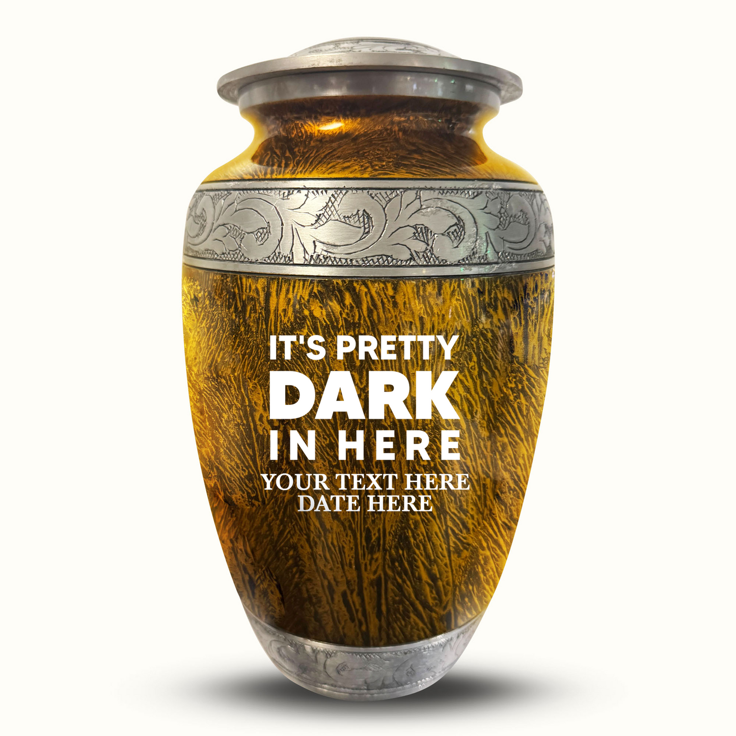 Custom Large Cremation Urn for Human Ashes - Elevate Collection - Just Funny Design - Distressed Finish - 200 Cubic Inch