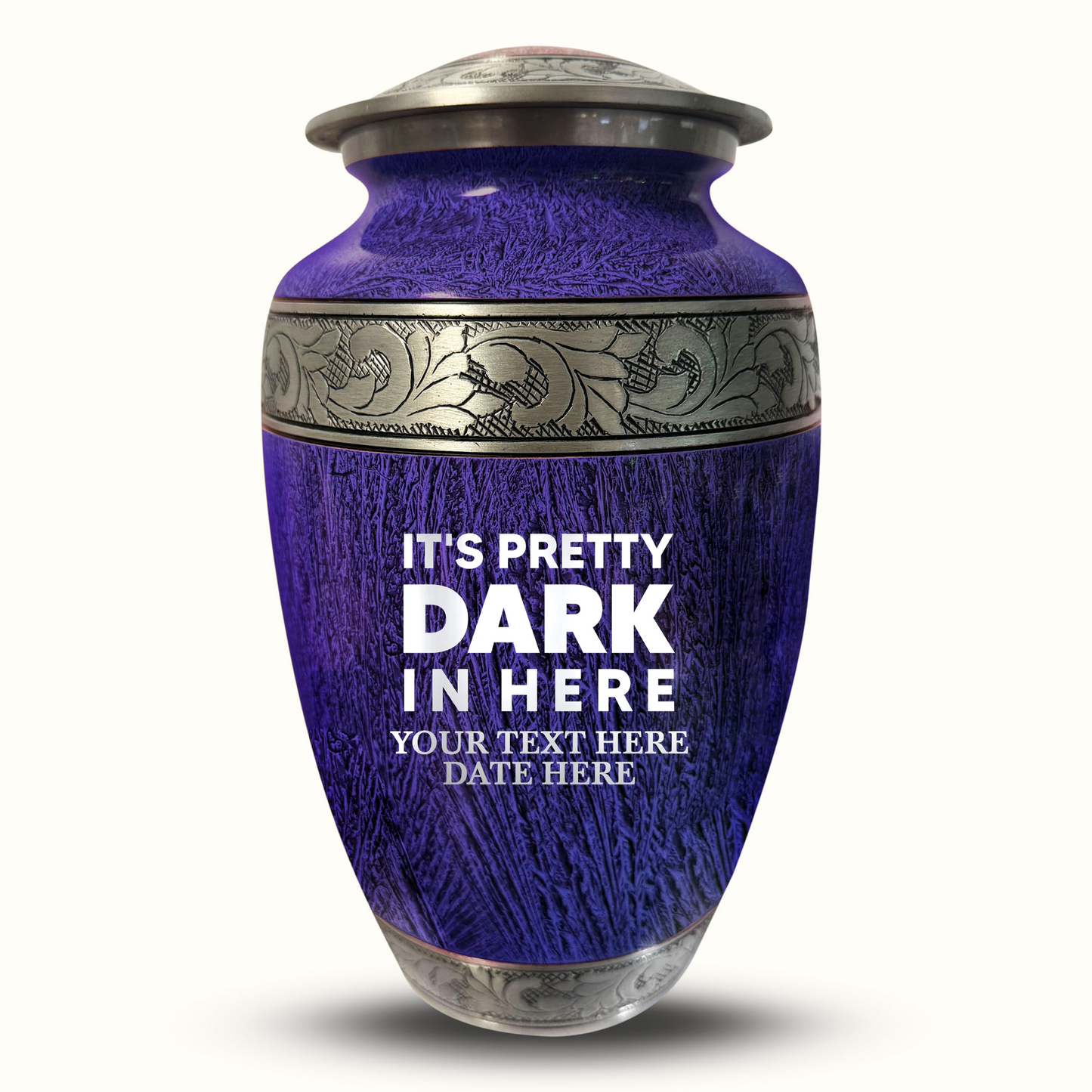 Custom Large Cremation Urn for Human Ashes - Elevate Collection - Just Funny Design - Distressed Finish - 200 Cubic Inch