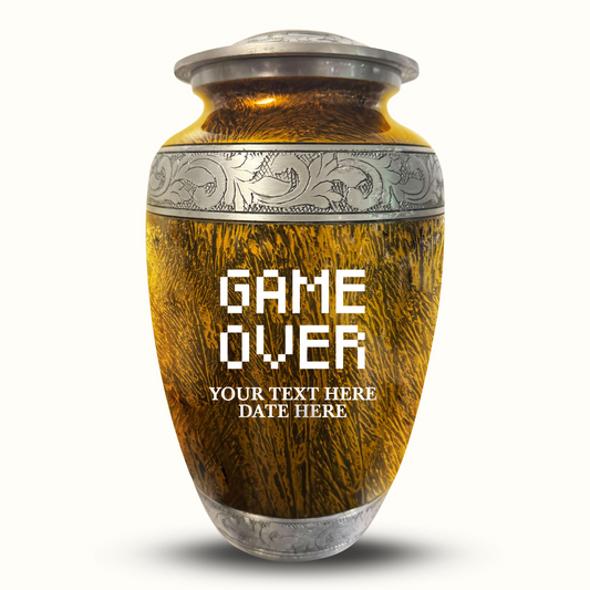 Custom Large Cremation Urn for Human Ashes - Elevate Collection - Funny Gaming Design - Distressed Finish - 200 Cubic Inch