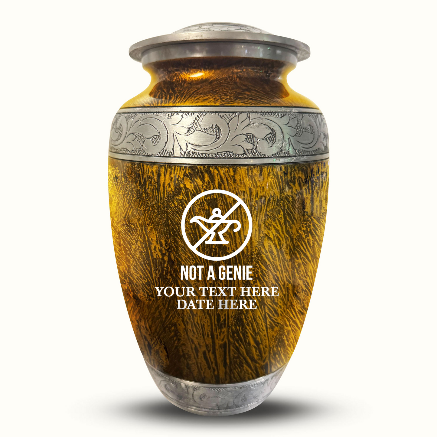 Custom Large Cremation Urn for Human Ashes - Elevate Collection - Funny TV Design - Distressed Finish - 200 Cubic Inch