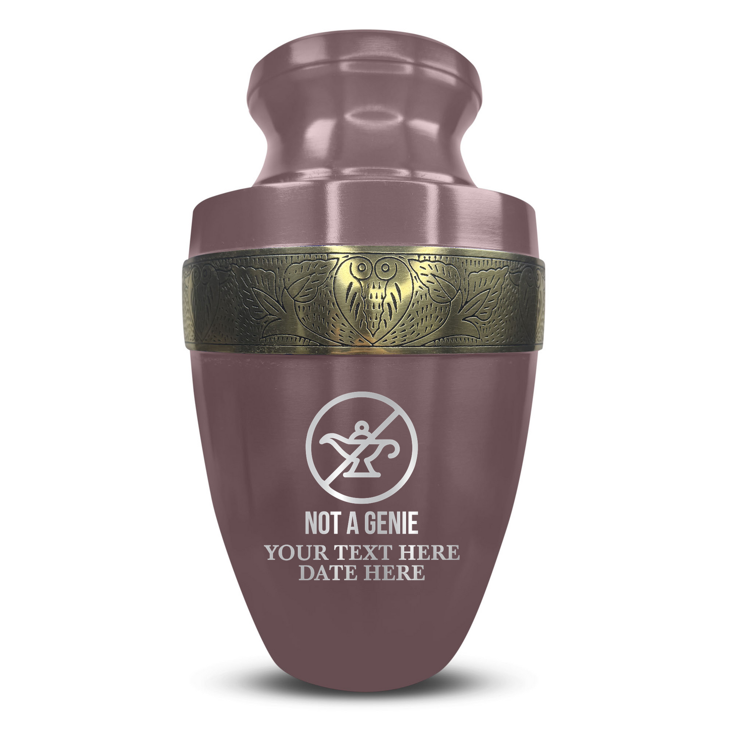 Personalized Adult Cremation Urn with Custom Engraved Name, Date and Funny TV Entertainment Design Metal Aluminum Vessel for Ashes and Remains | Elite Collection with Gold Inlay | 200 Cubic Inch