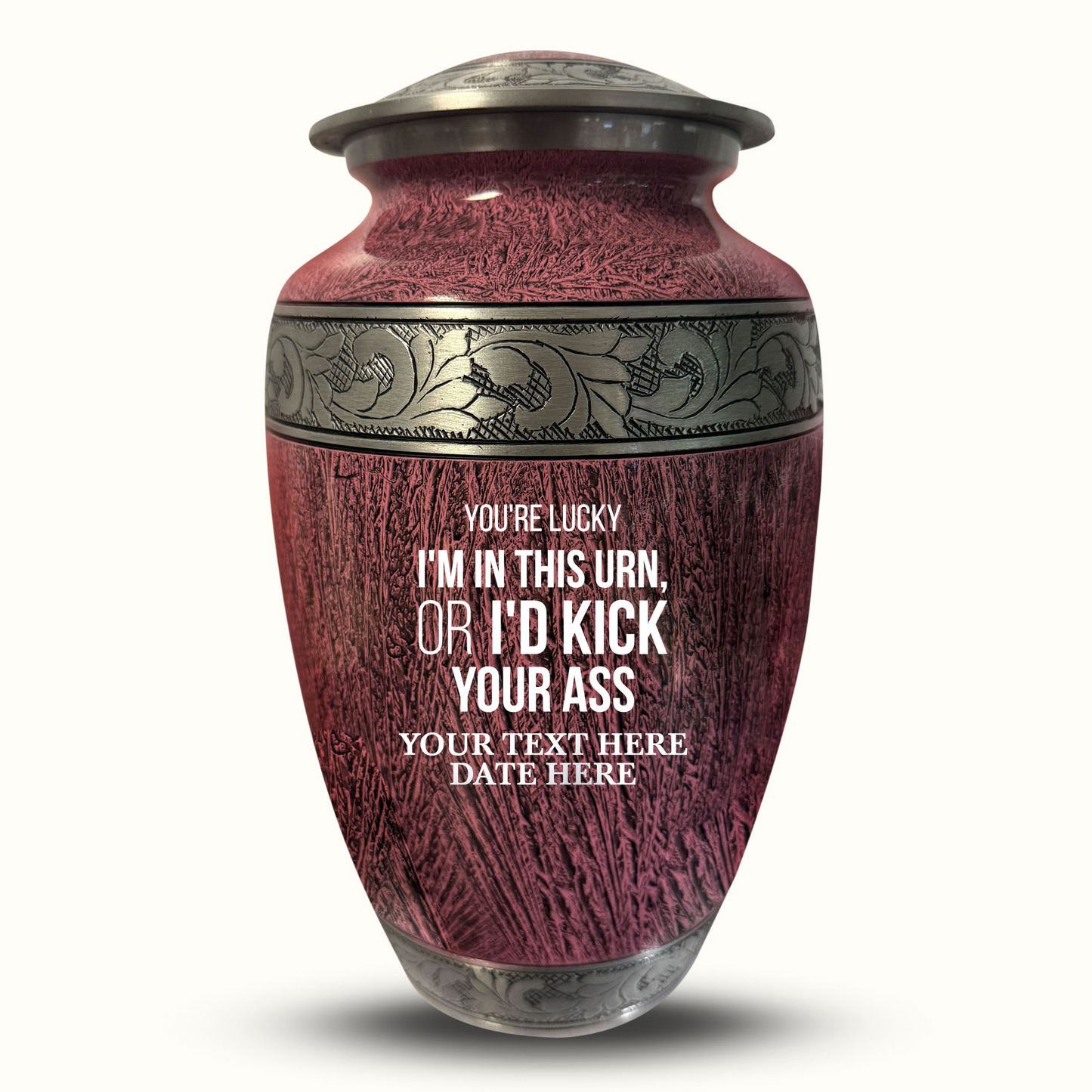 Custom Large Cremation Urn for Human Ashes - Elevate Collection - Just Funny Design - Distressed Finish - 200 Cubic Inch