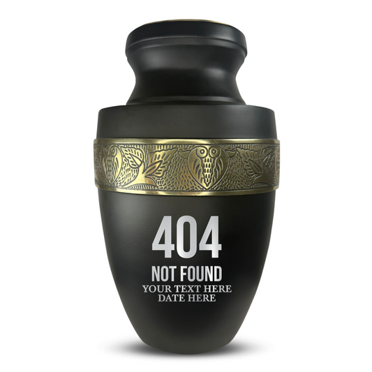 Personalized Adult Cremation Urn with Custom Engraved Name, Date and Funny Tech Design Metal Aluminum Vessel for Ashes and Remains | Elite Collection with Gold Inlay | 200 Cubic Inch