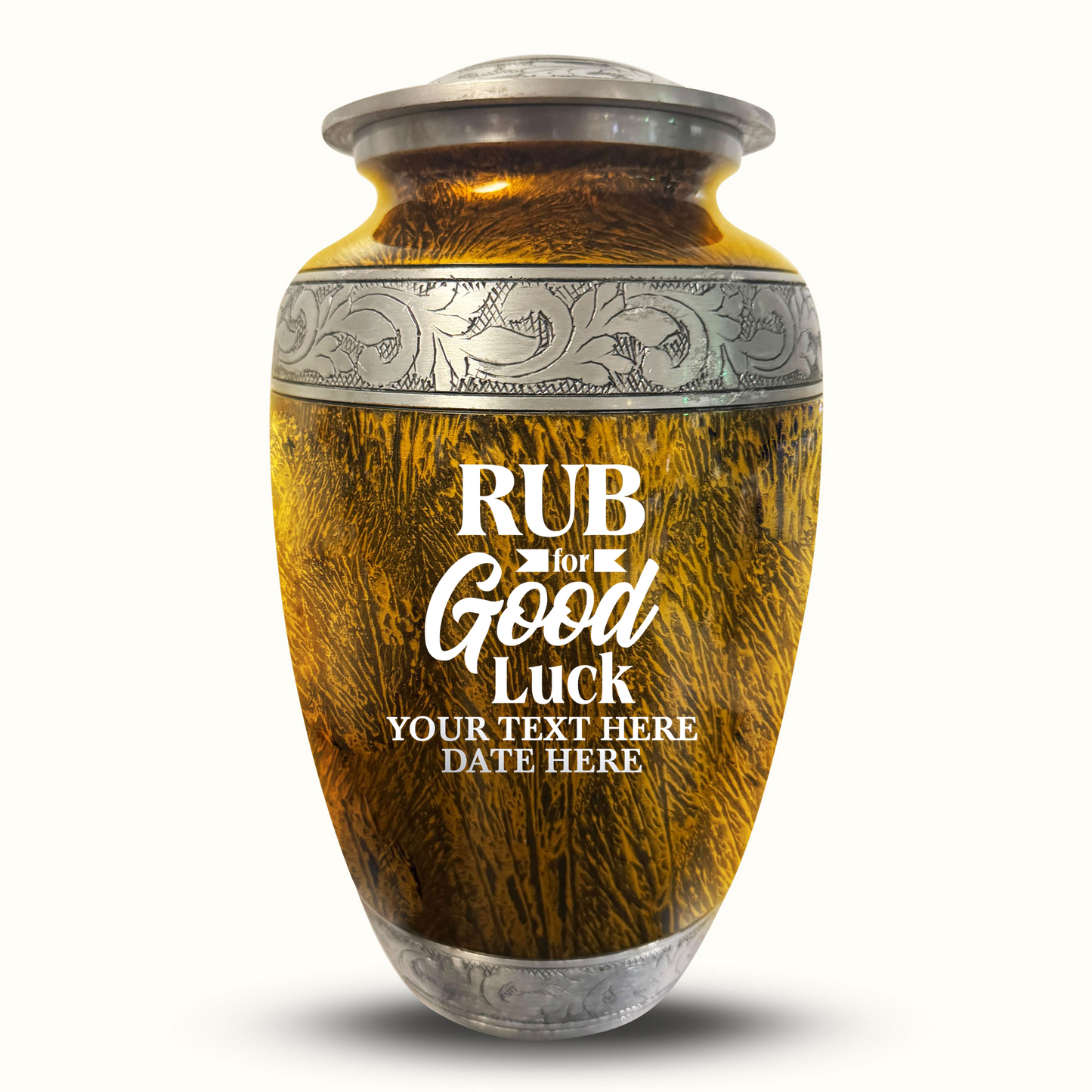 Custom Large Cremation Urn for Human Ashes - Elevate Collection - Just Funny Design - Distressed Finish - 200 Cubic Inch