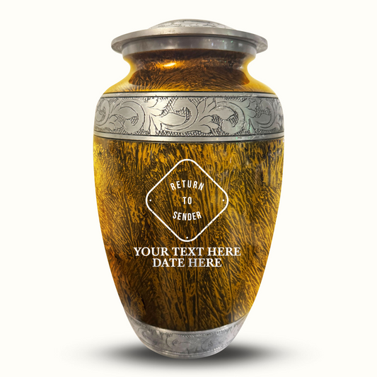 Custom Large Cremation Urn for Human Ashes - Elevate Collection - Funny Office Design - Distressed Finish - 200 Cubic Inch