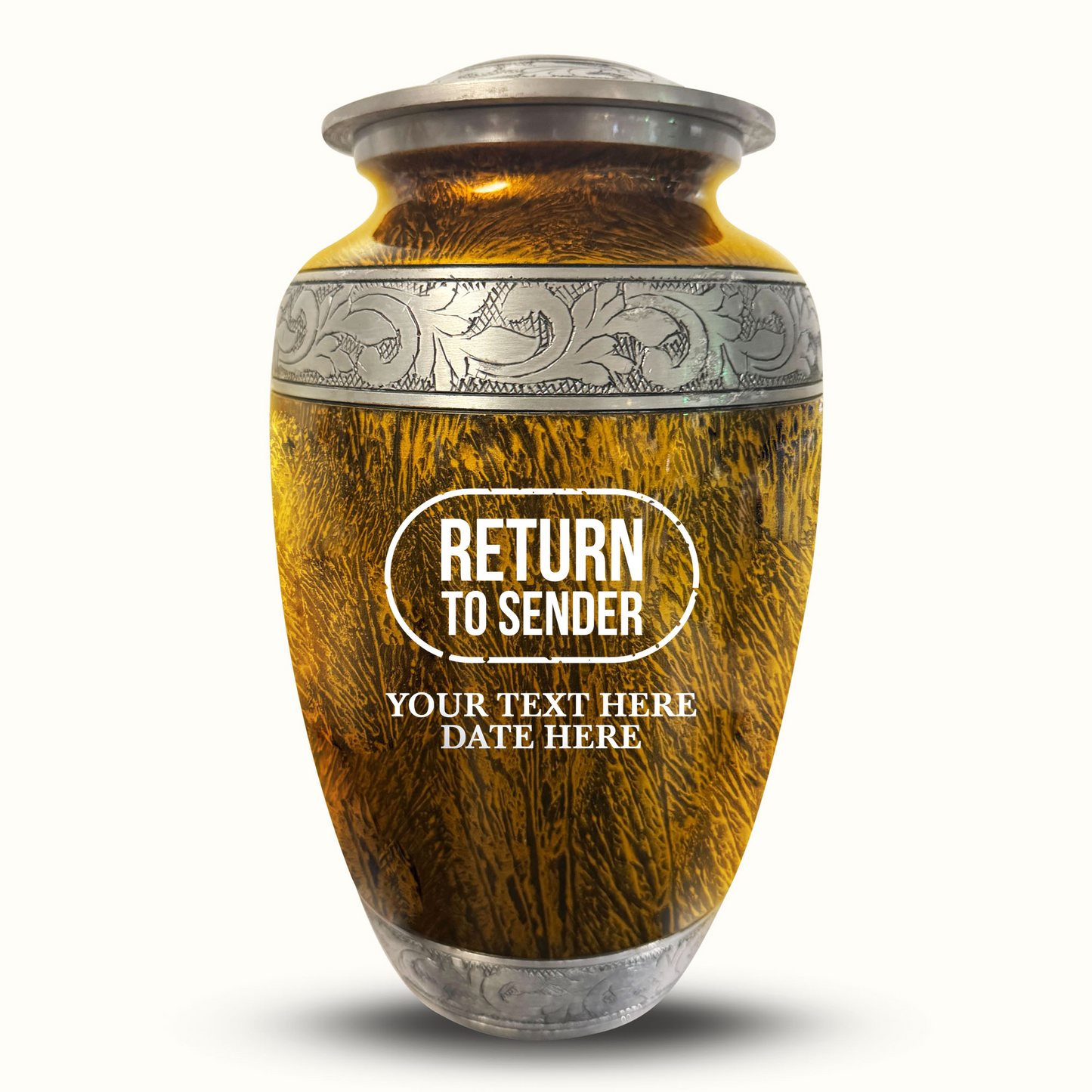 Custom Large Cremation Urn for Human Ashes - Elevate Collection - Funny Office Design - Distressed Finish - 200 Cubic Inch