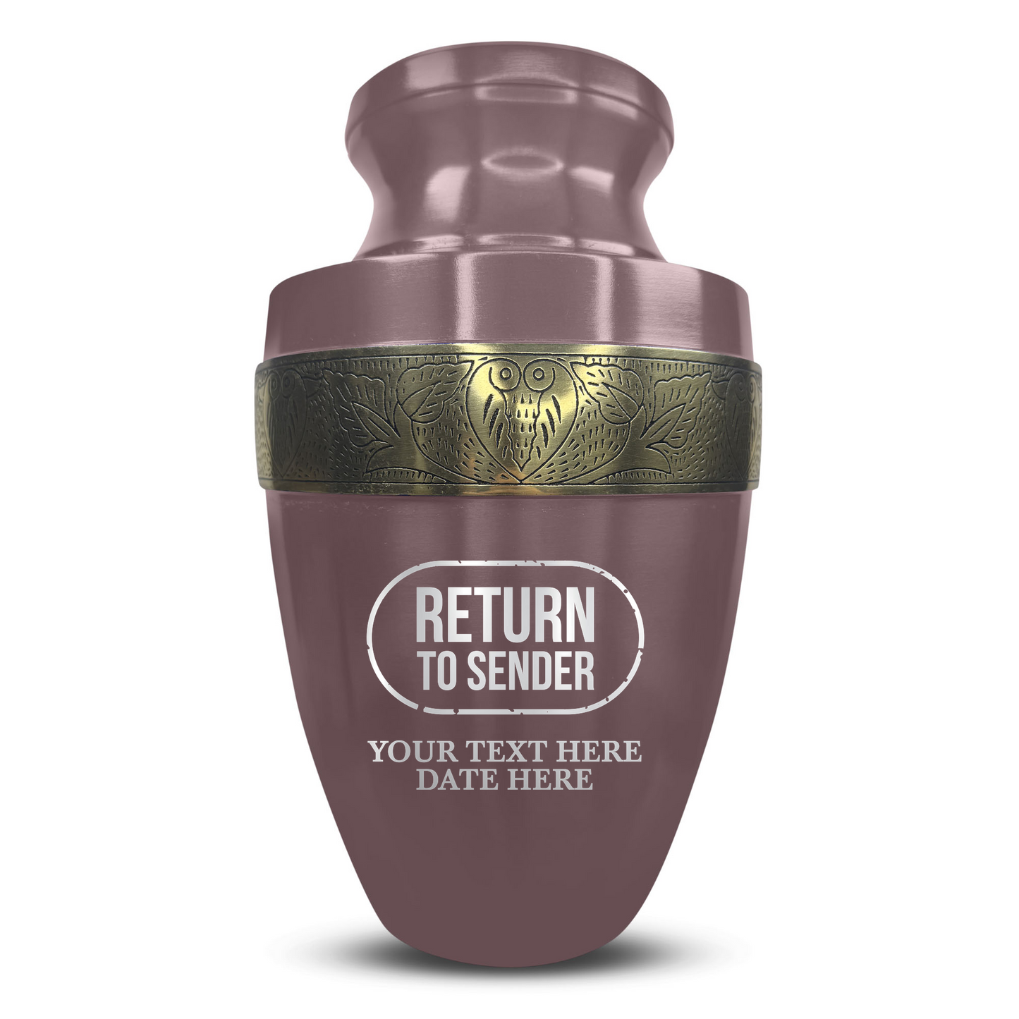 Personalized Adult Cremation Urn with Custom Engraved Name, Date and Funny Office Design Metal Aluminum Vessel for Ashes and Remains | Elite Collection with Gold Inlay | 200 Cubic Inch