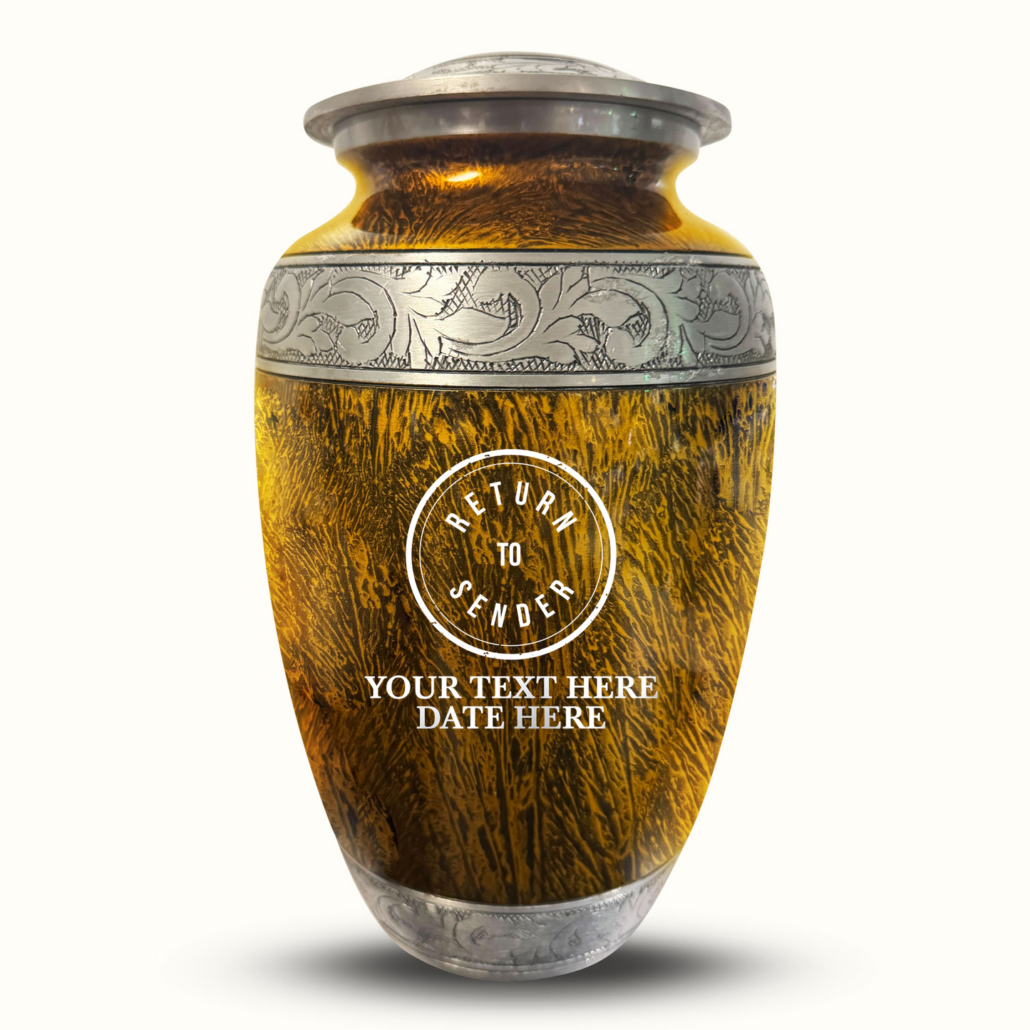 Custom Large Cremation Urn for Human Ashes - Elevate Collection - Funny Office Design - Distressed Finish - 200 Cubic Inch