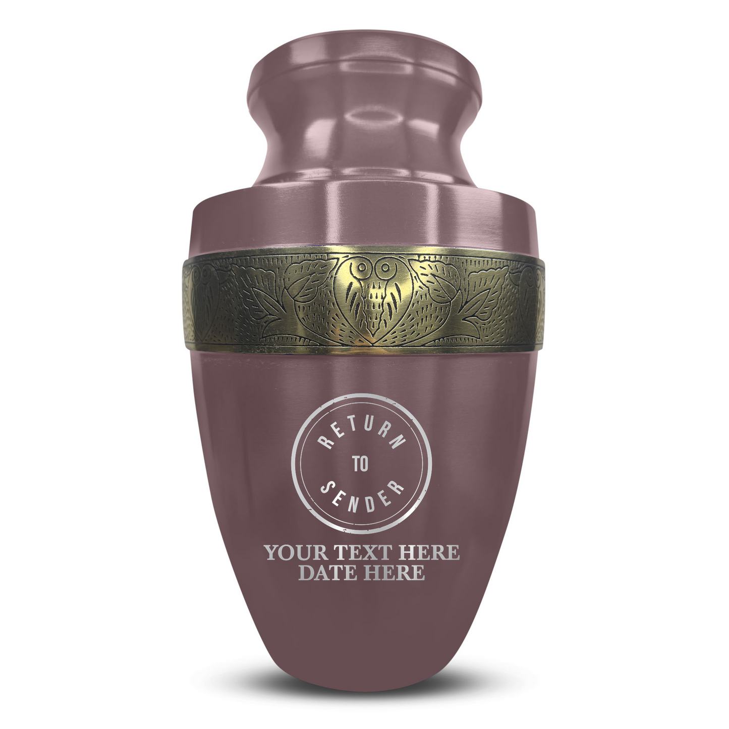 Personalized Adult Cremation Urn with Custom Engraved Name, Date and Funny Office Design Metal Aluminum Vessel for Ashes and Remains | Elite Collection with Gold Inlay | 200 Cubic Inch