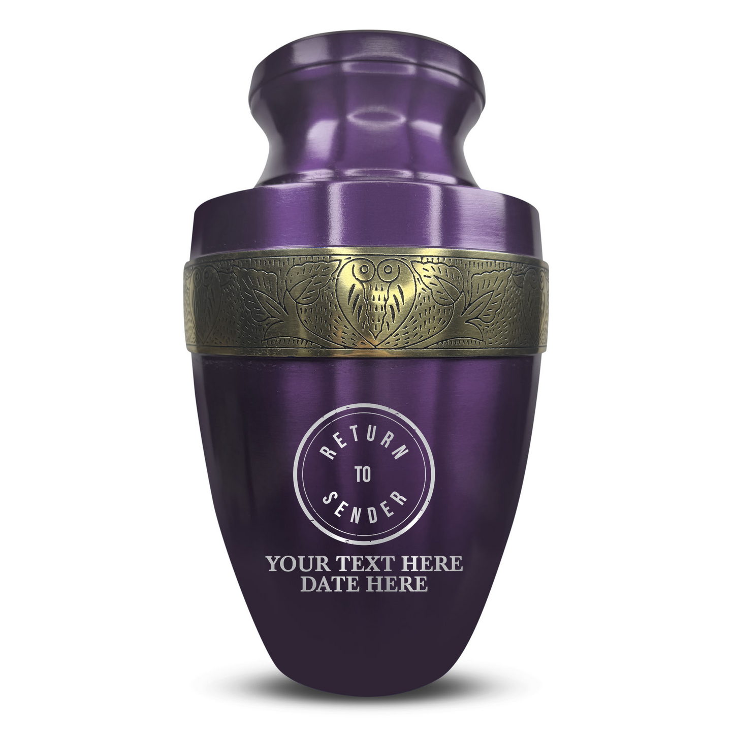 Personalized Adult Cremation Urn with Custom Engraved Name, Date and Funny Office Design Metal Aluminum Vessel for Ashes and Remains | Elite Collection with Gold Inlay | 200 Cubic Inch