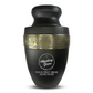 Personalized Adult Cremation Urn with Custom Engraved Name, Date and Funny Religious Design Metal Aluminum Vessel for Ashes and Remains | Elite Collection with Gold Inlay | 200 Cubic Inch