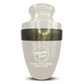 Personalized Adult Cremation Urn with Custom Engraved Name, Date and Funny Religious Design Metal Aluminum Vessel for Ashes and Remains | Elite Collection with Gold Inlay | 200 Cubic Inch