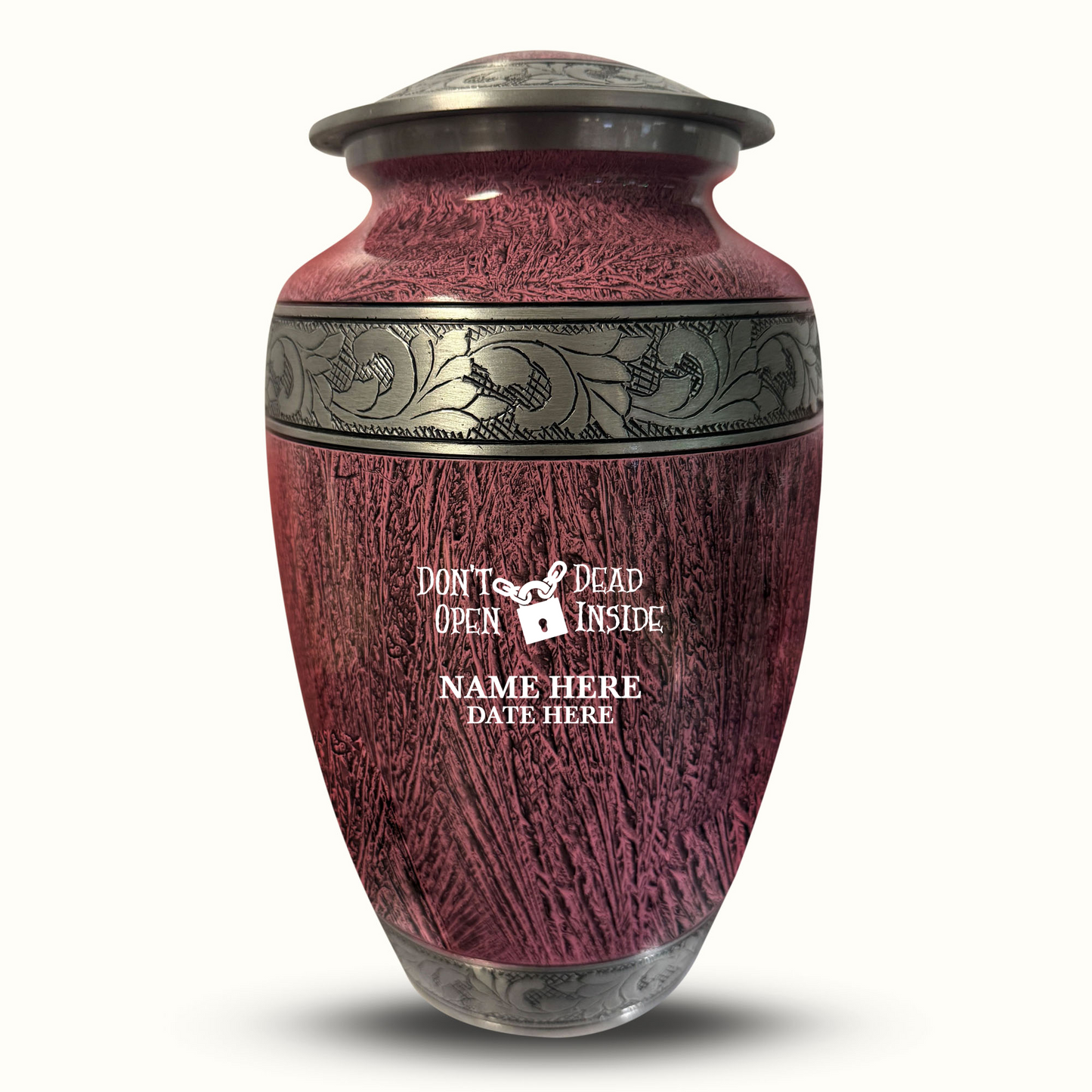 Custom Large Cremation Urn for Human Ashes - Elevate Collection - Funny TV Design - Distressed Finish - 200 Cubic Inch