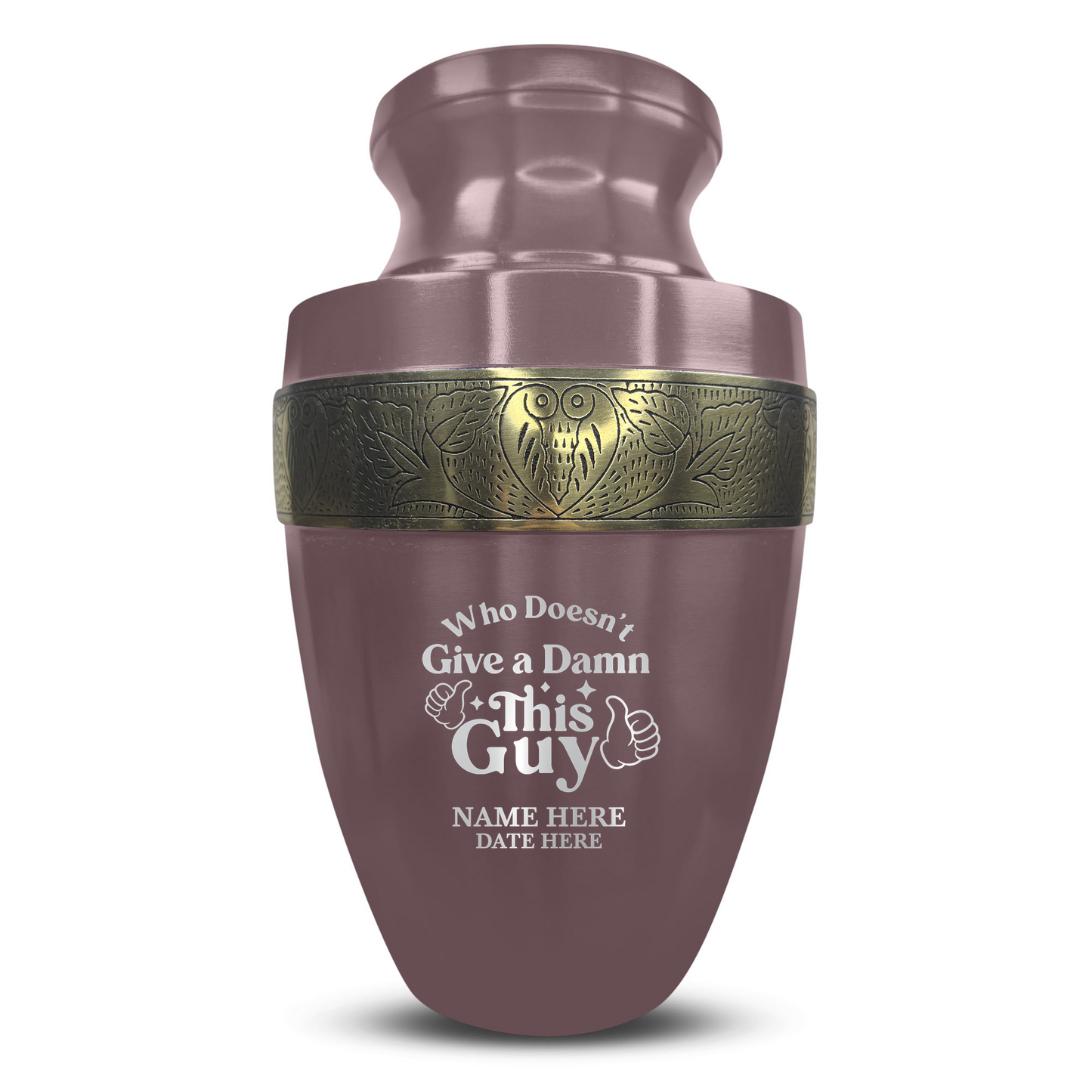 Personalized Adult Cremation Urn with Custom Engraved Name, Date and Dark Humor Design Metal Aluminum Vessel for Ashes and Remains | Elite Collection with Gold Inlay | 200 Cubic Inch