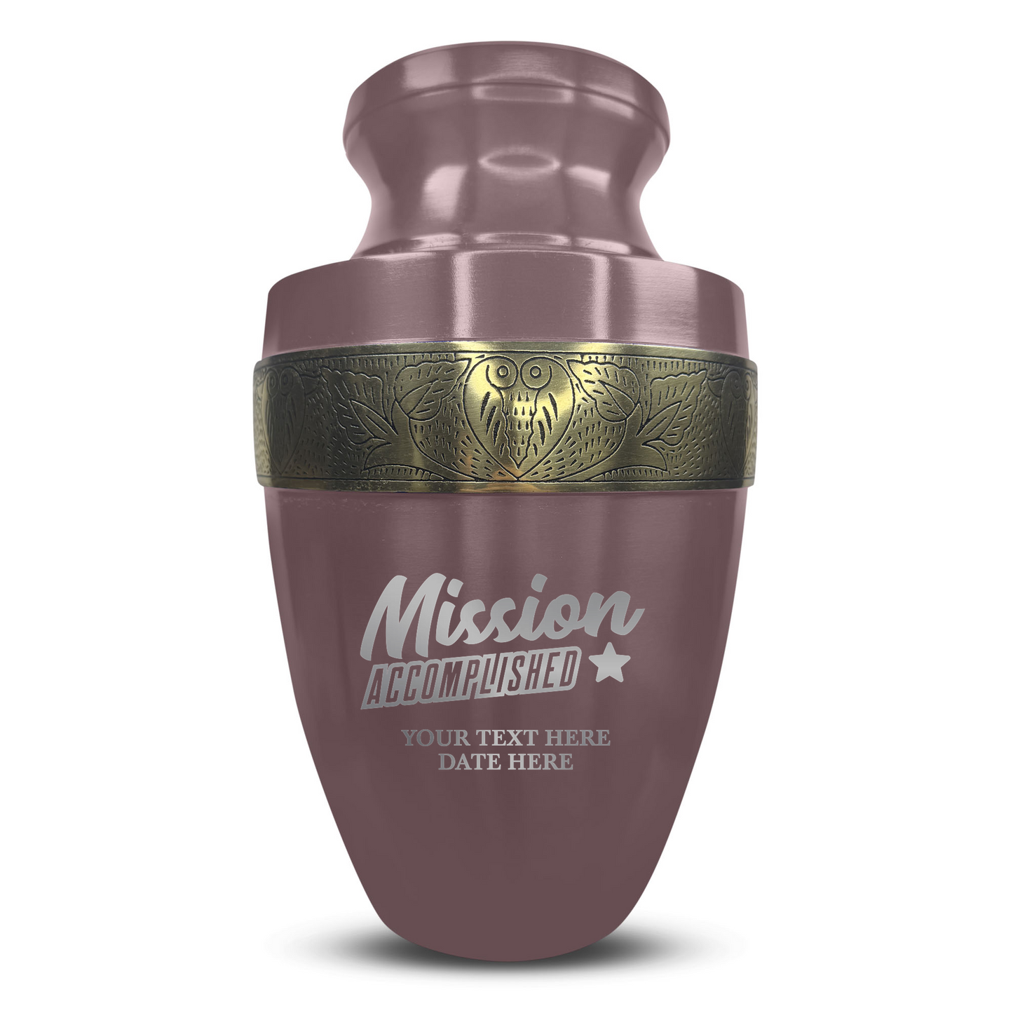 Personalized Adult Cremation Urn with Custom Engraved Name, Date and Funny Urn Design Metal Aluminum Vessel for Ashes and Remains | Elite Collection with Gold Inlay | 200 Cubic Inch