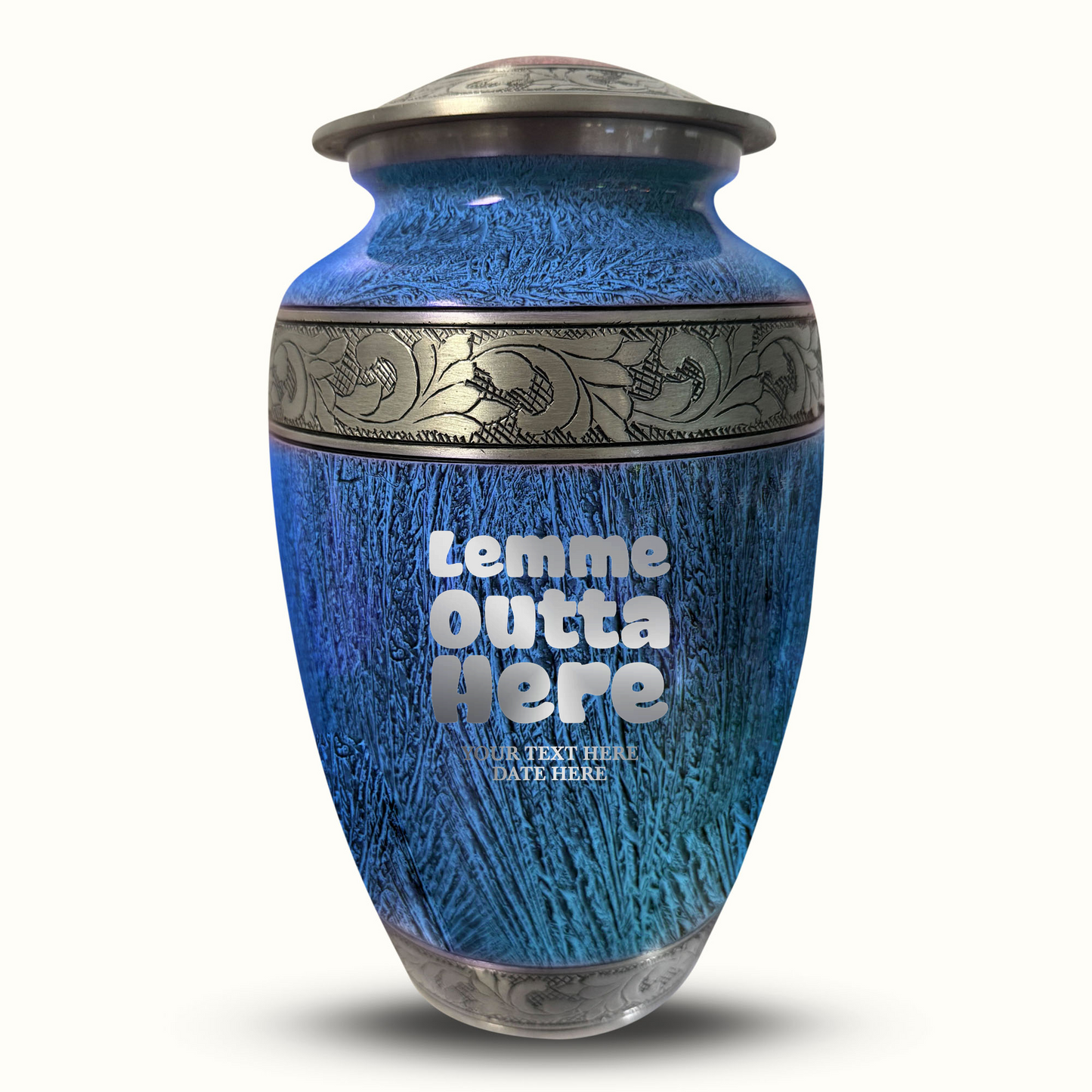 Custom Large Cremation Urn for Human Ashes - Elevate Collection - Just Funny Design - Distressed Finish - 200 Cubic Inch