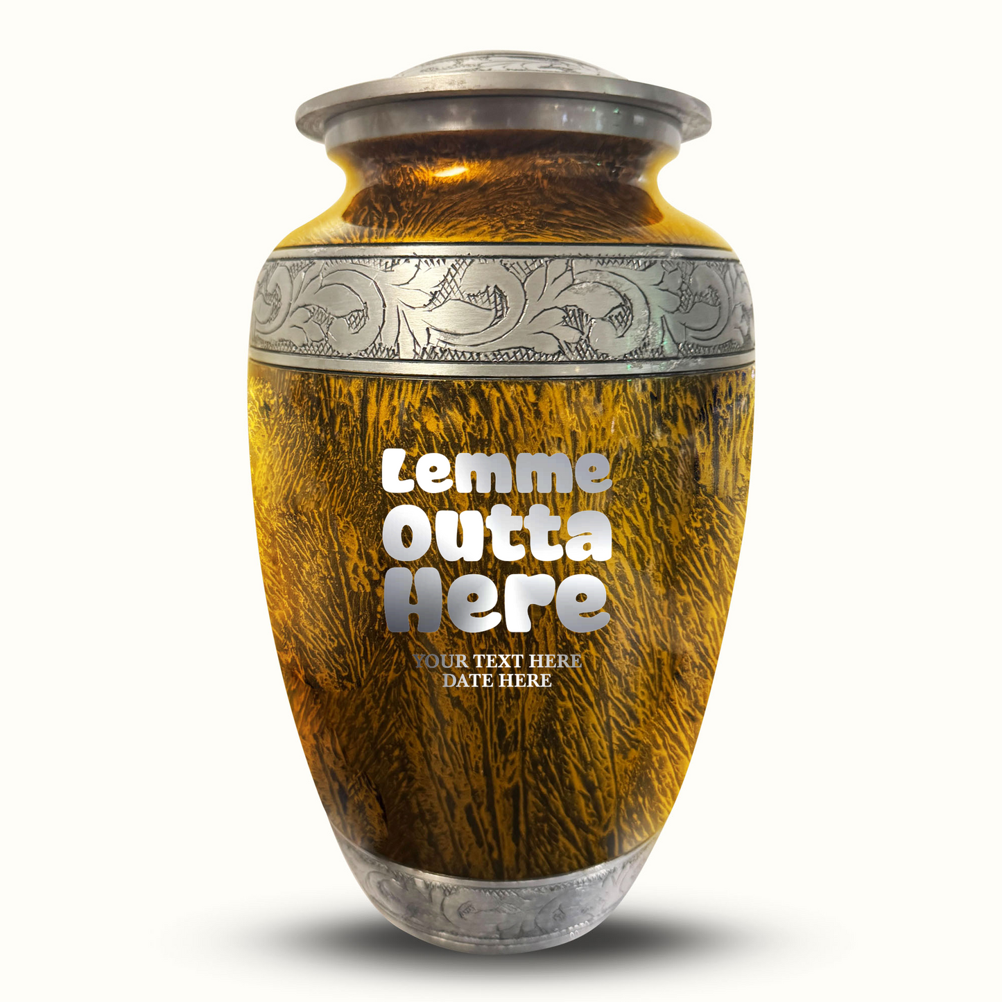 Custom Large Cremation Urn for Human Ashes - Elevate Collection - Just Funny Design - Distressed Finish - 200 Cubic Inch