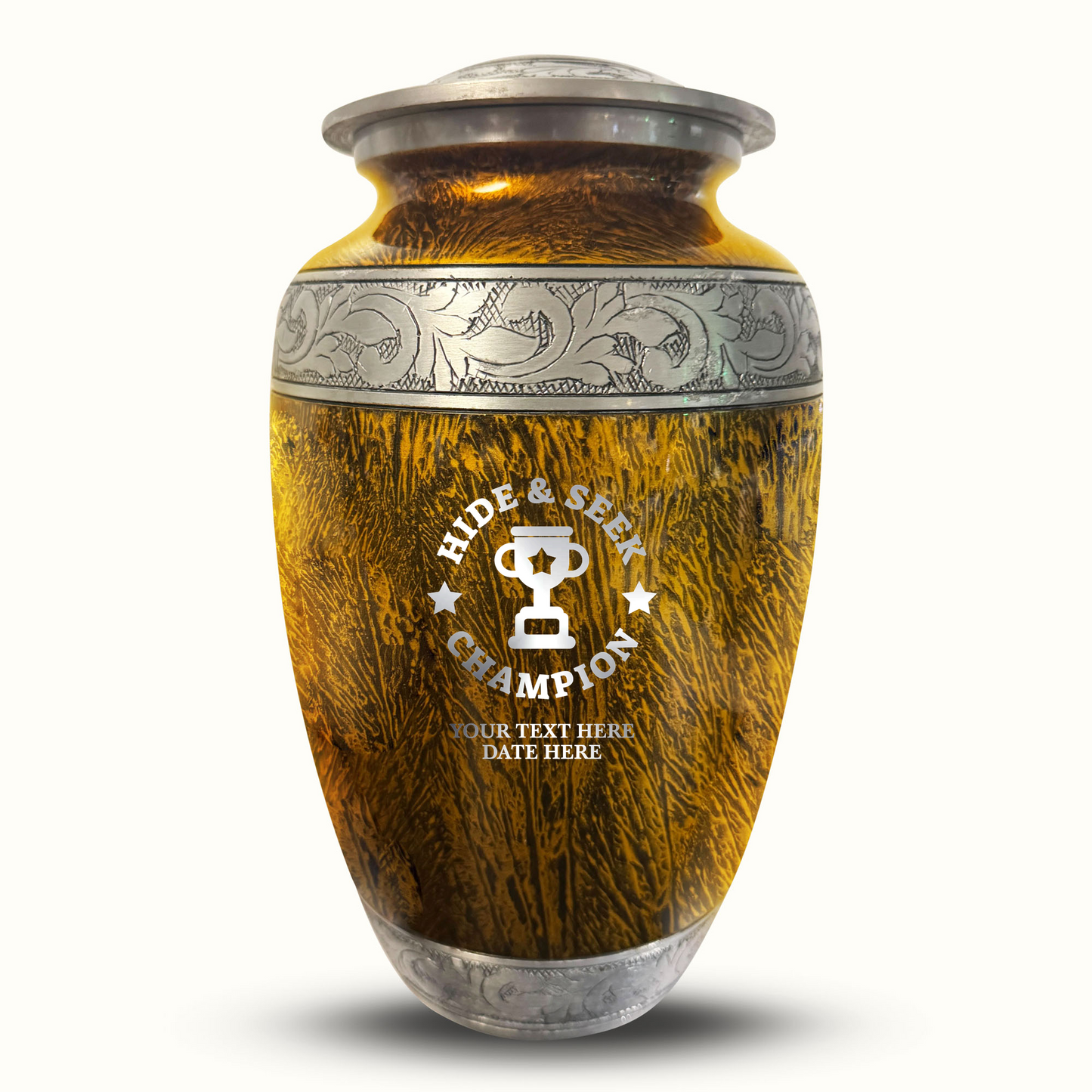 Custom Large Cremation Urn for Human Ashes - Elevate Collection - Dark Humor Design - Distressed Finish - 200 Cubic Inch