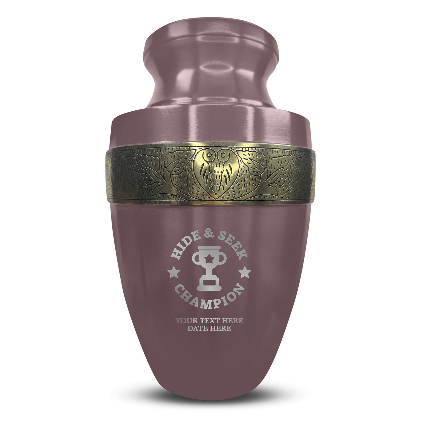 Personalized Adult Cremation Urn with Custom Engraved Name, Date and Dark Humor Design Metal Aluminum Vessel for Ashes and Remains | Elite Collection with Gold Inlay | 200 Cubic Inch
