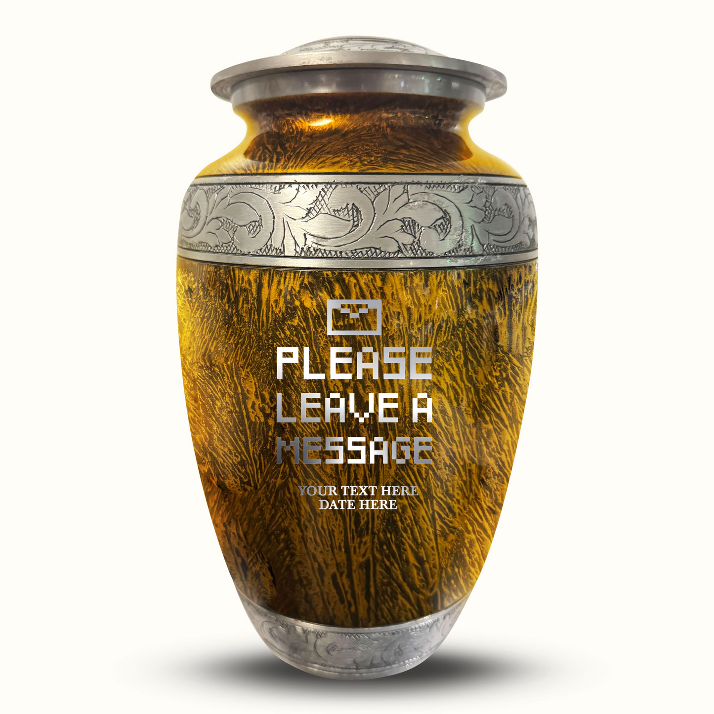 Custom Large Cremation Urn for Human Ashes - Elevate Collection - Funny Office Design - Distressed Finish - 200 Cubic Inch
