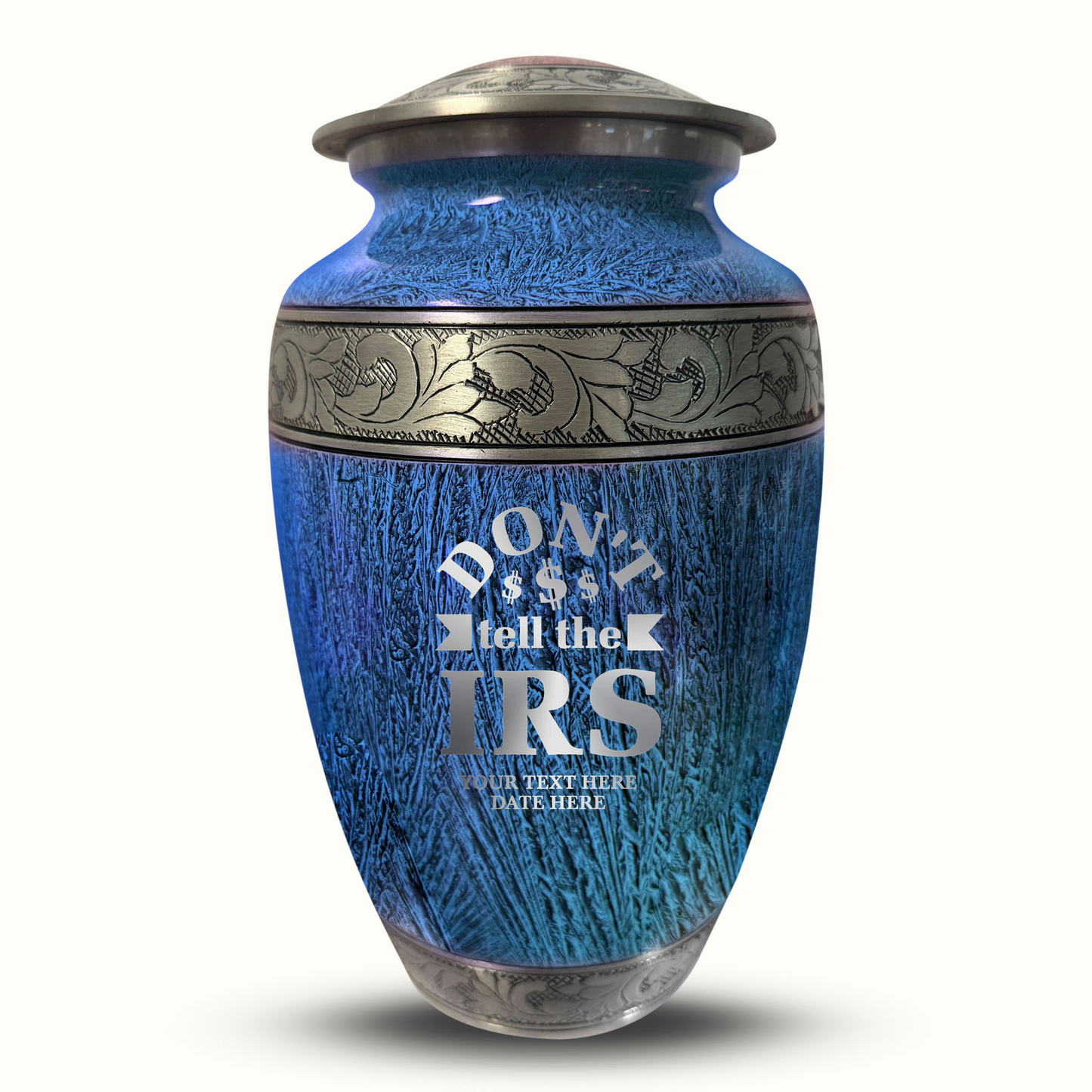 Custom Large Cremation Urn for Human Ashes - Elevate Collection - Funny Office Design - Distressed Finish - 200 Cubic Inch