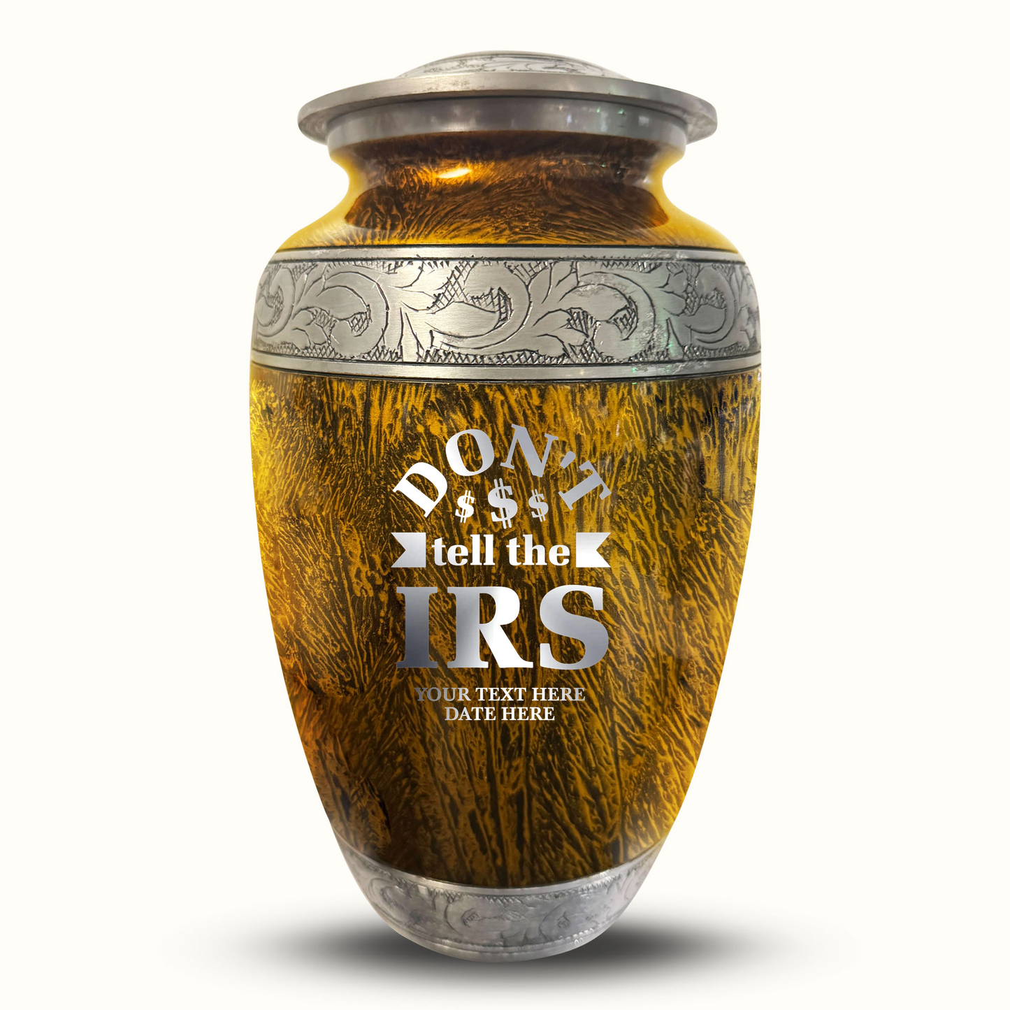 Custom Large Cremation Urn for Human Ashes - Elevate Collection - Funny Office Design - Distressed Finish - 200 Cubic Inch