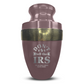 Personalized Adult Cremation Urn with Custom Engraved Name, Date and Funny Office Design Metal Aluminum Vessel for Ashes and Remains | Elite Collection with Gold Inlay | 200 Cubic Inch
