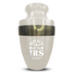 Personalized Adult Cremation Urn with Custom Engraved Name, Date and Funny Office Design Metal Aluminum Vessel for Ashes and Remains | Elite Collection with Gold Inlay | 200 Cubic Inch
