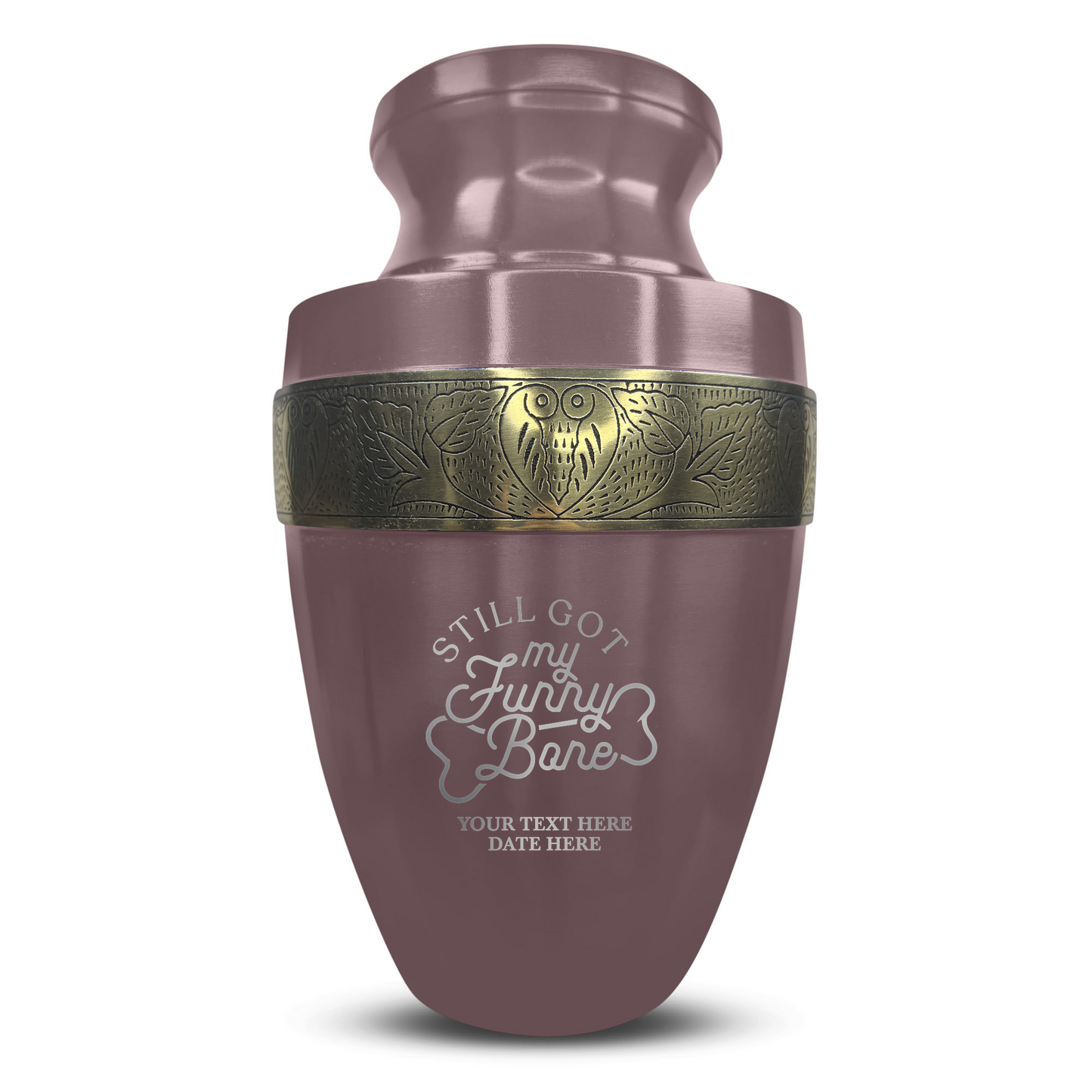 Personalized Adult Cremation Urn with Custom Engraved Name, Date and Simple Humor Design Metal Aluminum Vessel for Ashes and Remains | Elite Collection with Gold Inlay | 200 Cubic Inch
